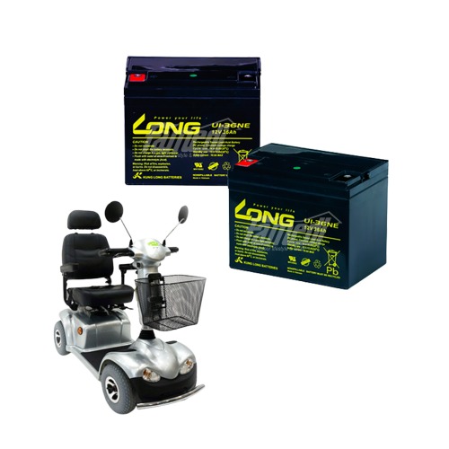 [케어라인] 롱 배터리 12V 36Ah (2개) 나드리 전동휠체어 노인전동차 장애인 전동스쿠터